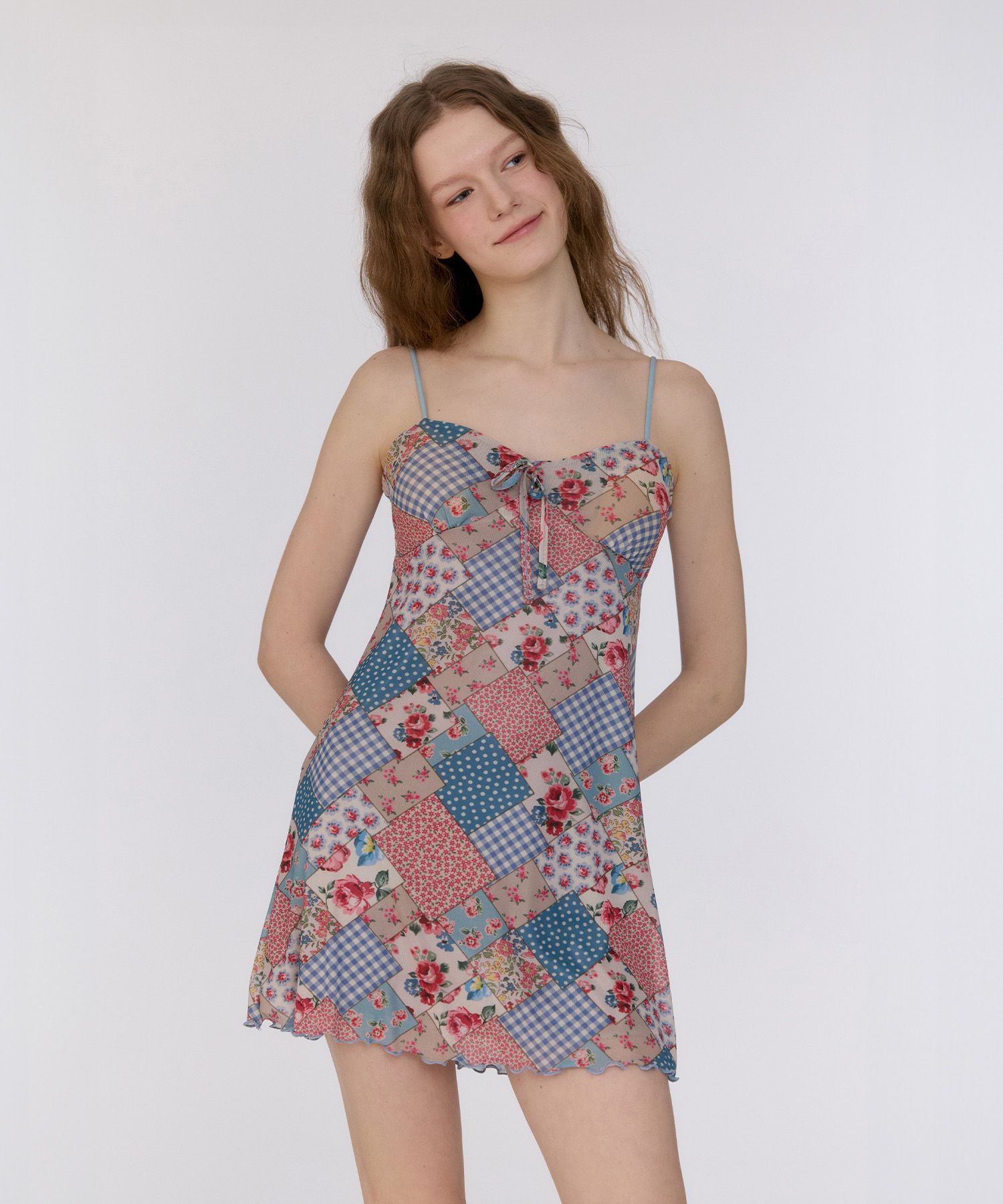 ★LOOPLOOP★Mesh Beach Dress★Bohemian Patchwork_Sky Blue★ MUSINSA | LOOPLOOP Mesh Beach Dress [Bohemian Patchwork Sky
