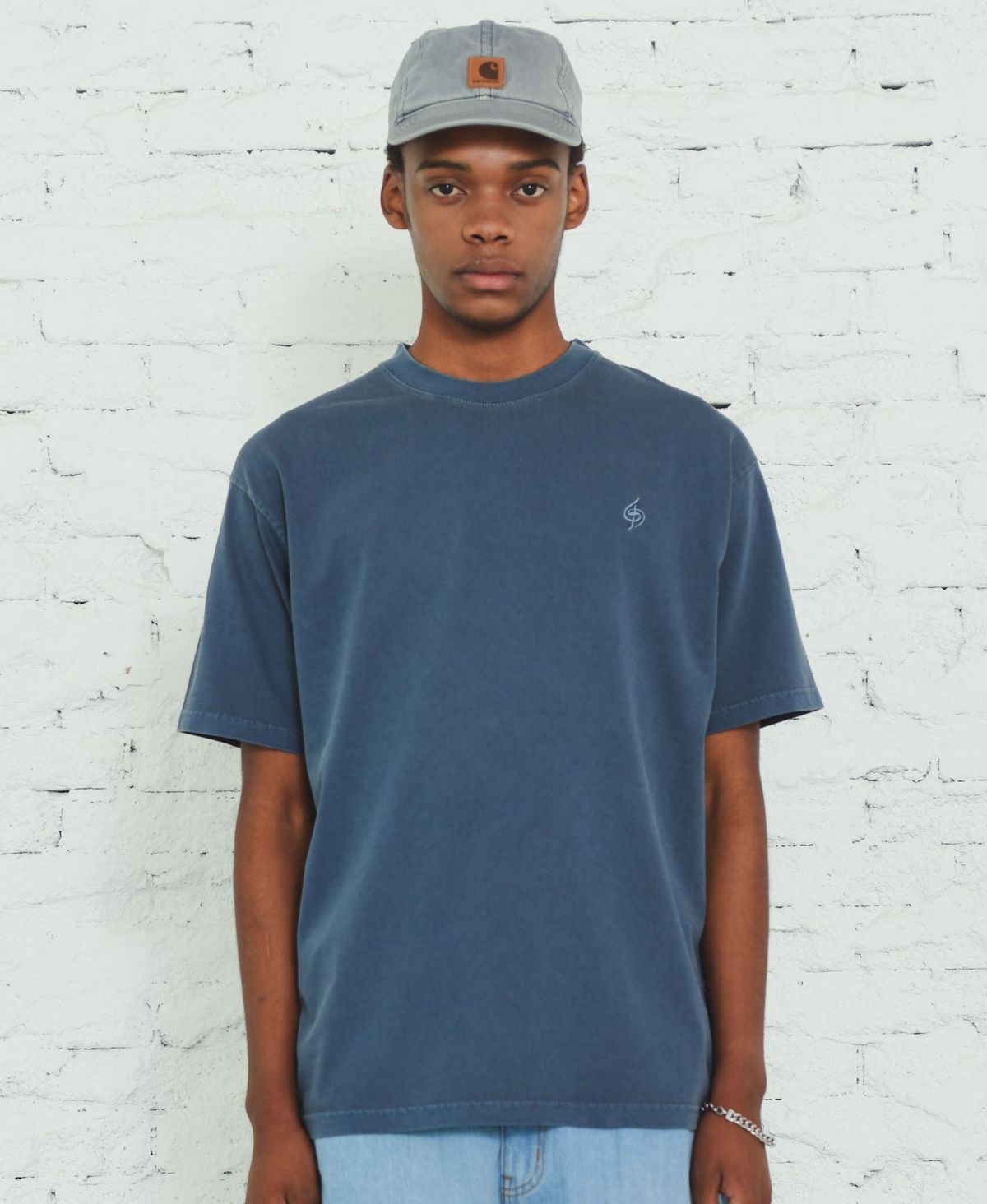 바쥬비쥬(BAJOO BIJOO) LOGO PIGMENT T-SHIRT [BLUE]