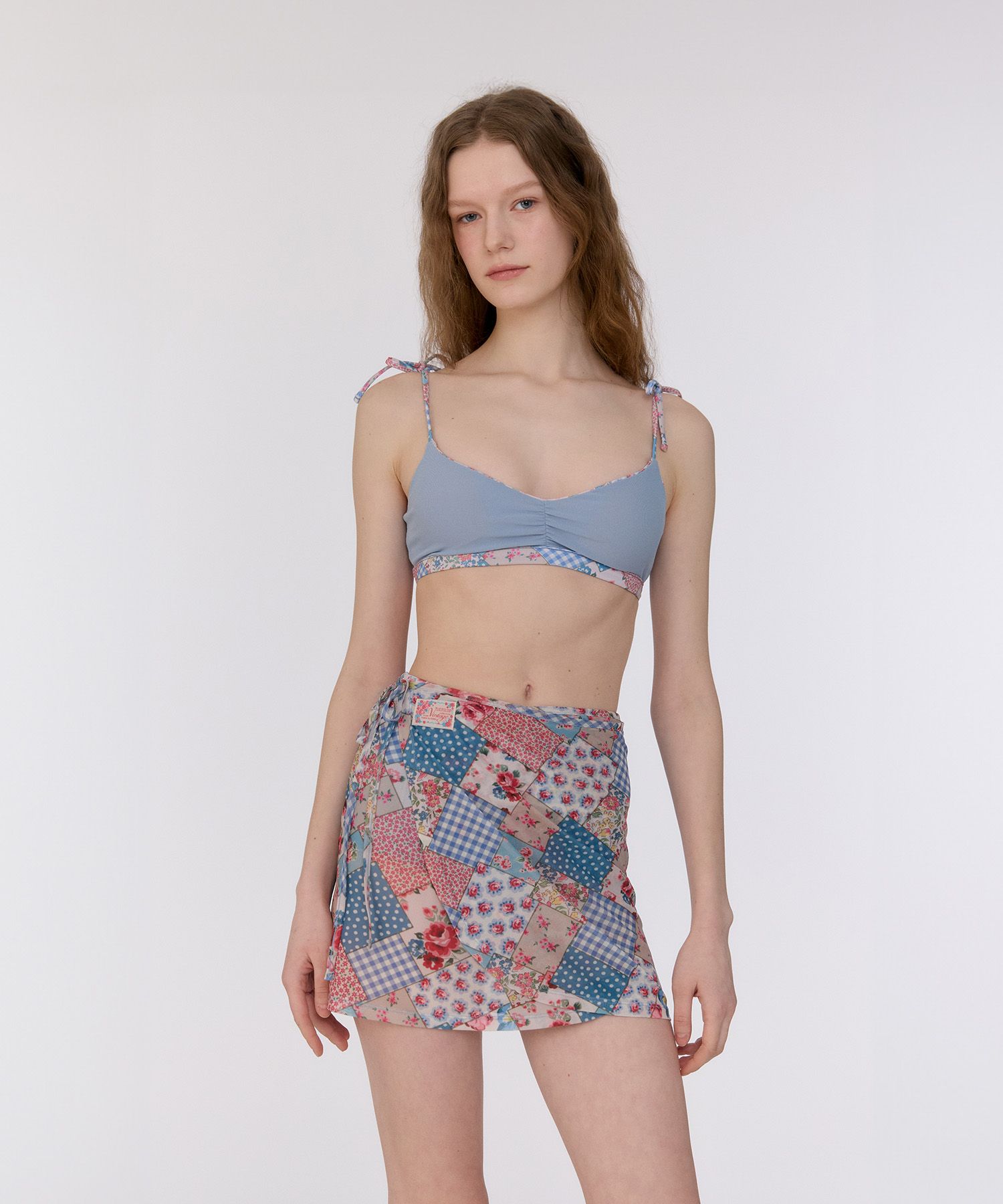 ★LOOPLOOP★Mesh Cover Up Wrap Skirt★Patchwork_Sky Blue★ MUSINSA | LOOPLOOP Mesh Cover Up Wrap Skirt [Bohemian