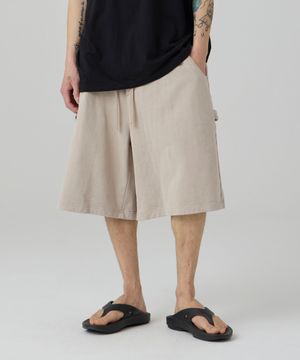 데미지 피그먼트 버뮤다 팬츠 베이지