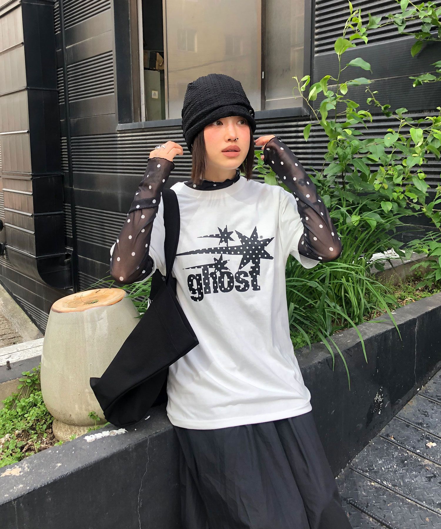 MUSINSA | NICE GHOST CLUB DOT SYMBOL TEE_WHITE(NG2FMUT516A)