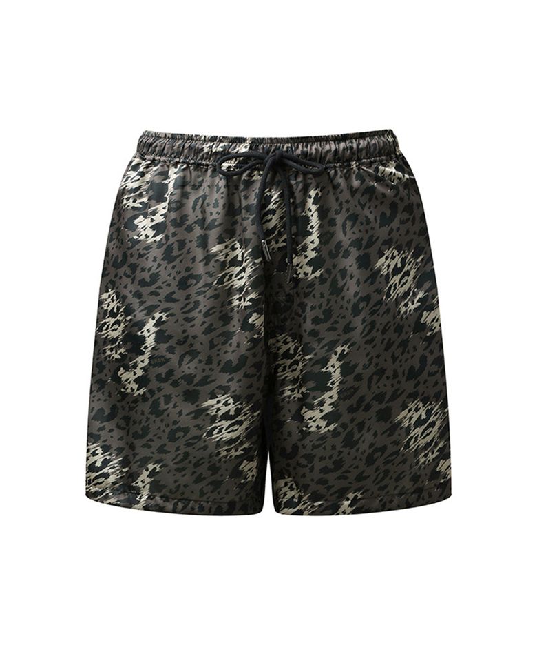 Men Signature leopard shorts Brown