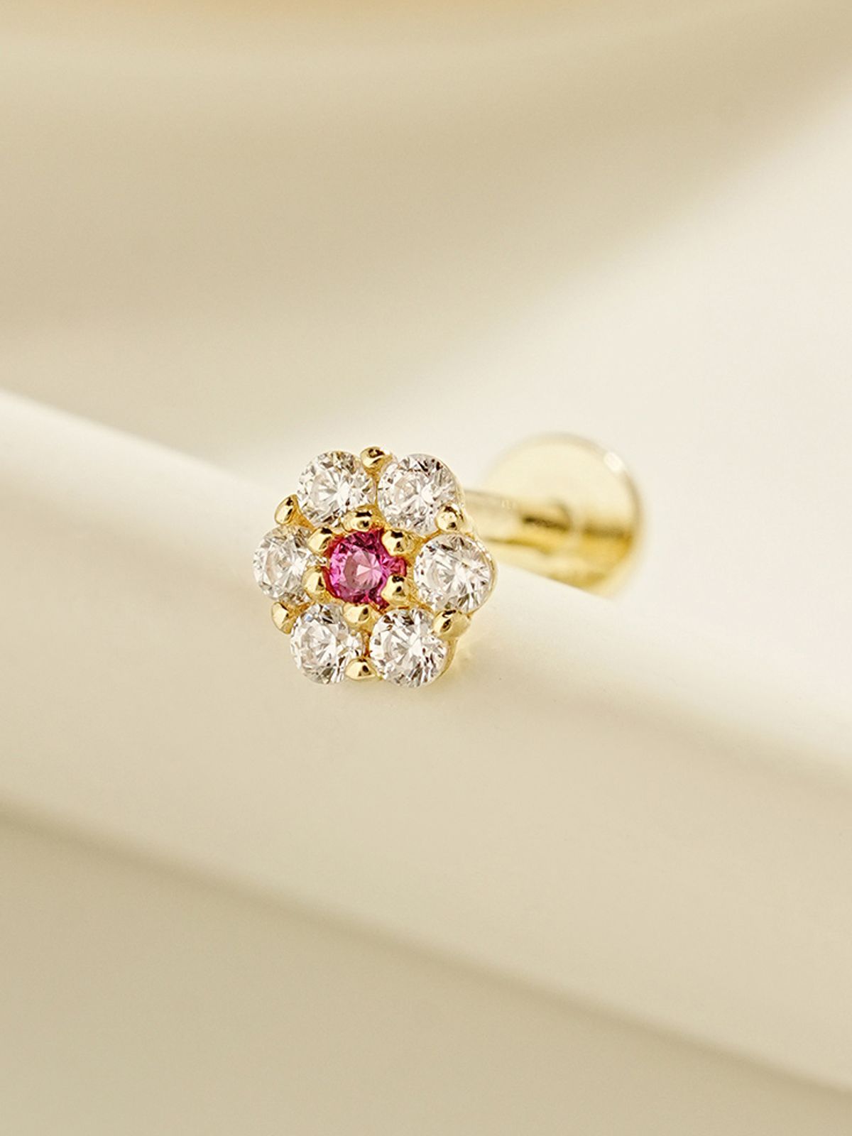 미니멀피어싱(MINIMALPIERCING) [0.8mm]14K 인터널 하모니 플라워 라블렛 피어싱 귀걸이