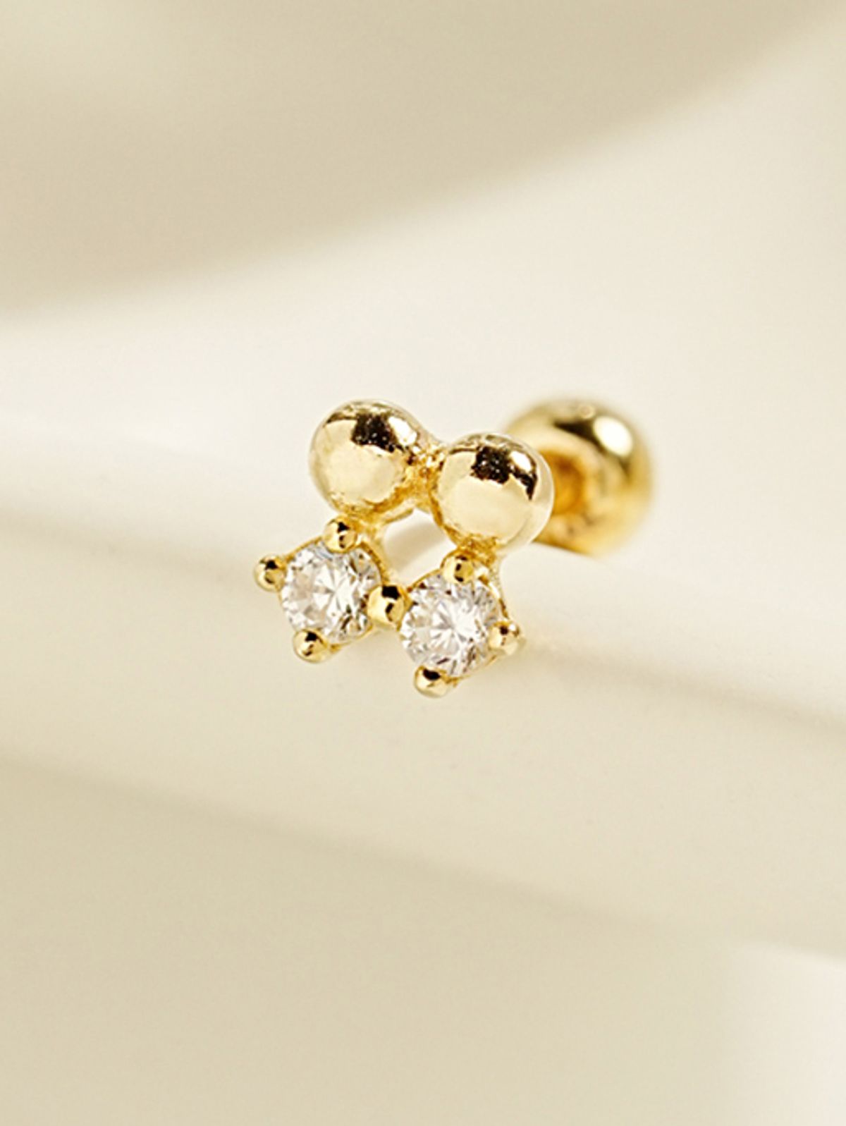 미니멀피어싱(MINIMALPIERCING) 14K 트윈 도트 피어싱 귀걸이
