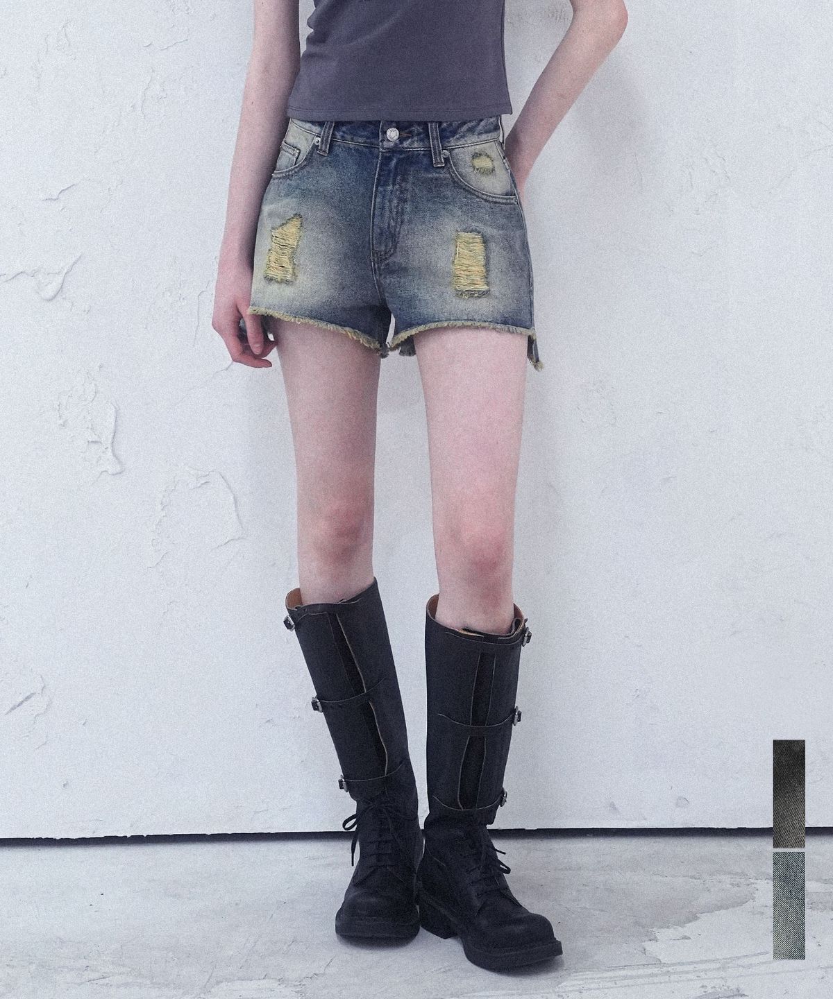 어반드레스(AVANDRESS) Rough Damage Denim Shorts - 2COL