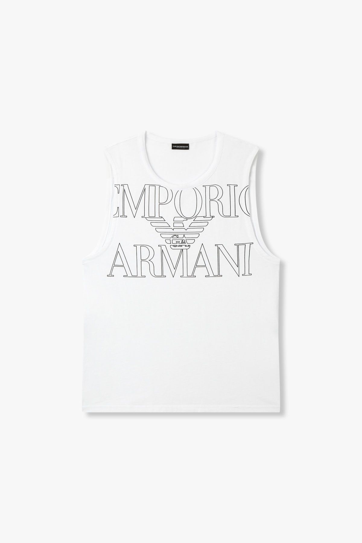 엠포리오 아르마니 언더웨어(EMPORIO ARMANI UNDERWEAR) 남성 아웃 라인 로고 슬리브리스 탑 _화이트 0815113003