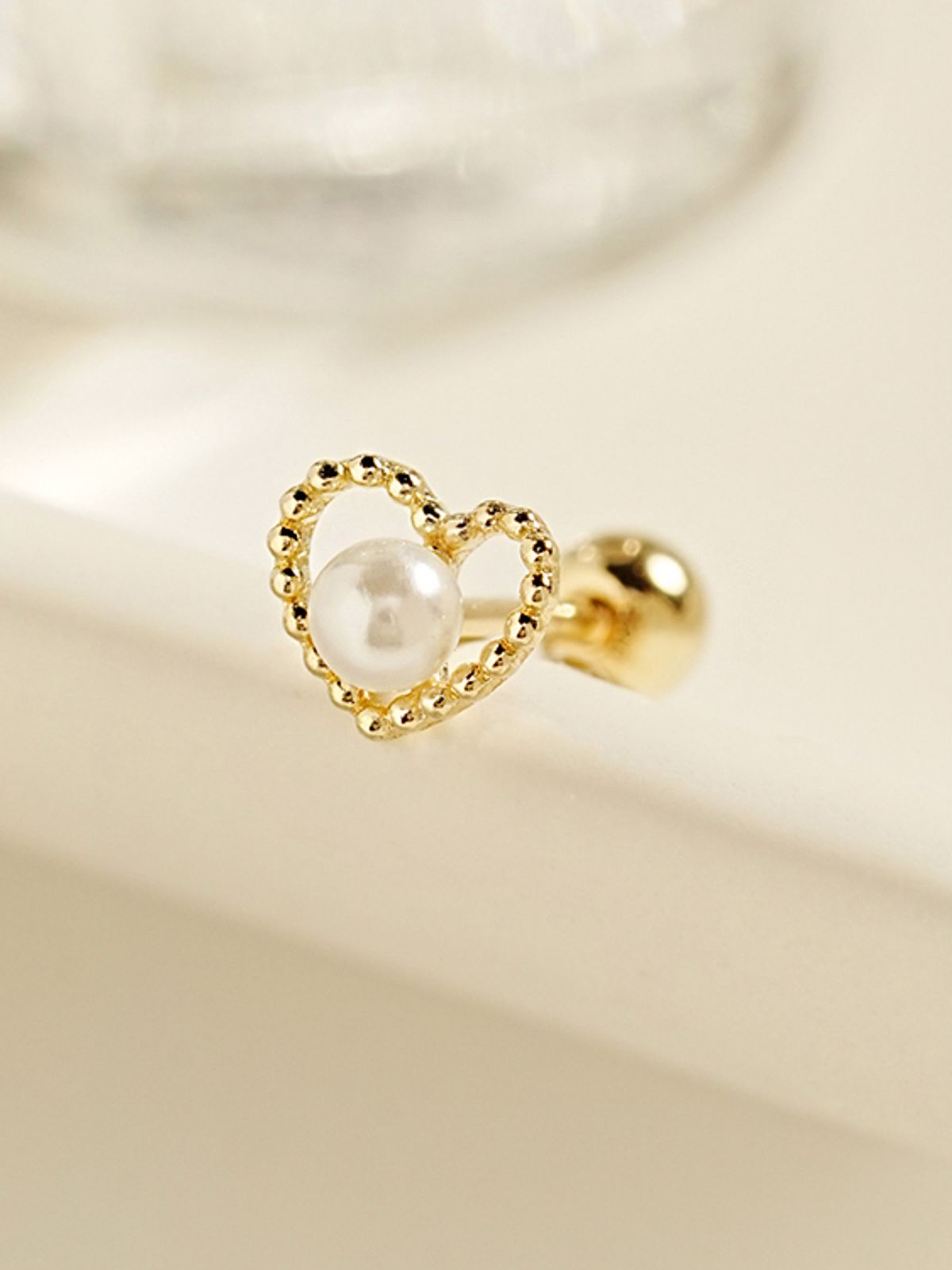 미니멀피어싱(MINIMALPIERCING) 14K 메모리 하트 피어싱 귀걸이