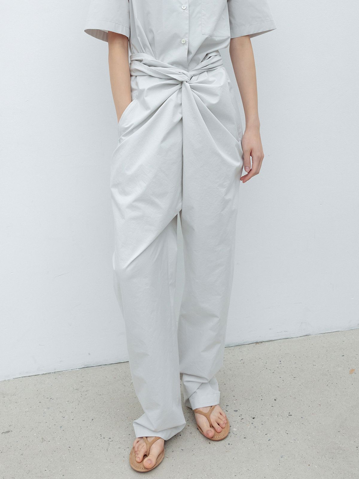 레이스(RRACE) Wrap Twisted Pants_Light Gray
