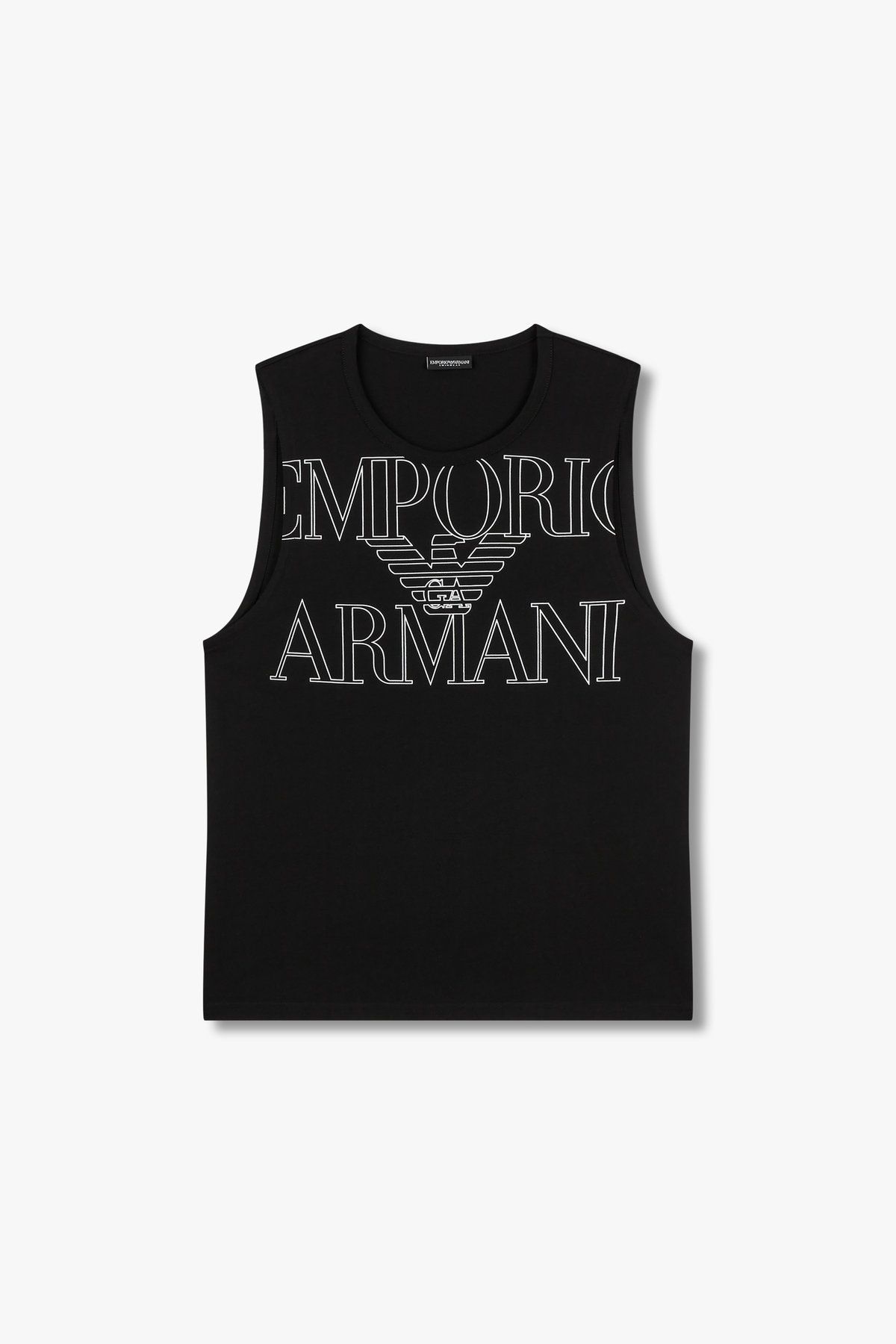 엠포리오 아르마니 언더웨어(EMPORIO ARMANI UNDERWEAR) 남성 아웃 라인 로고 슬리브리스 탑 _블랙 0815113004