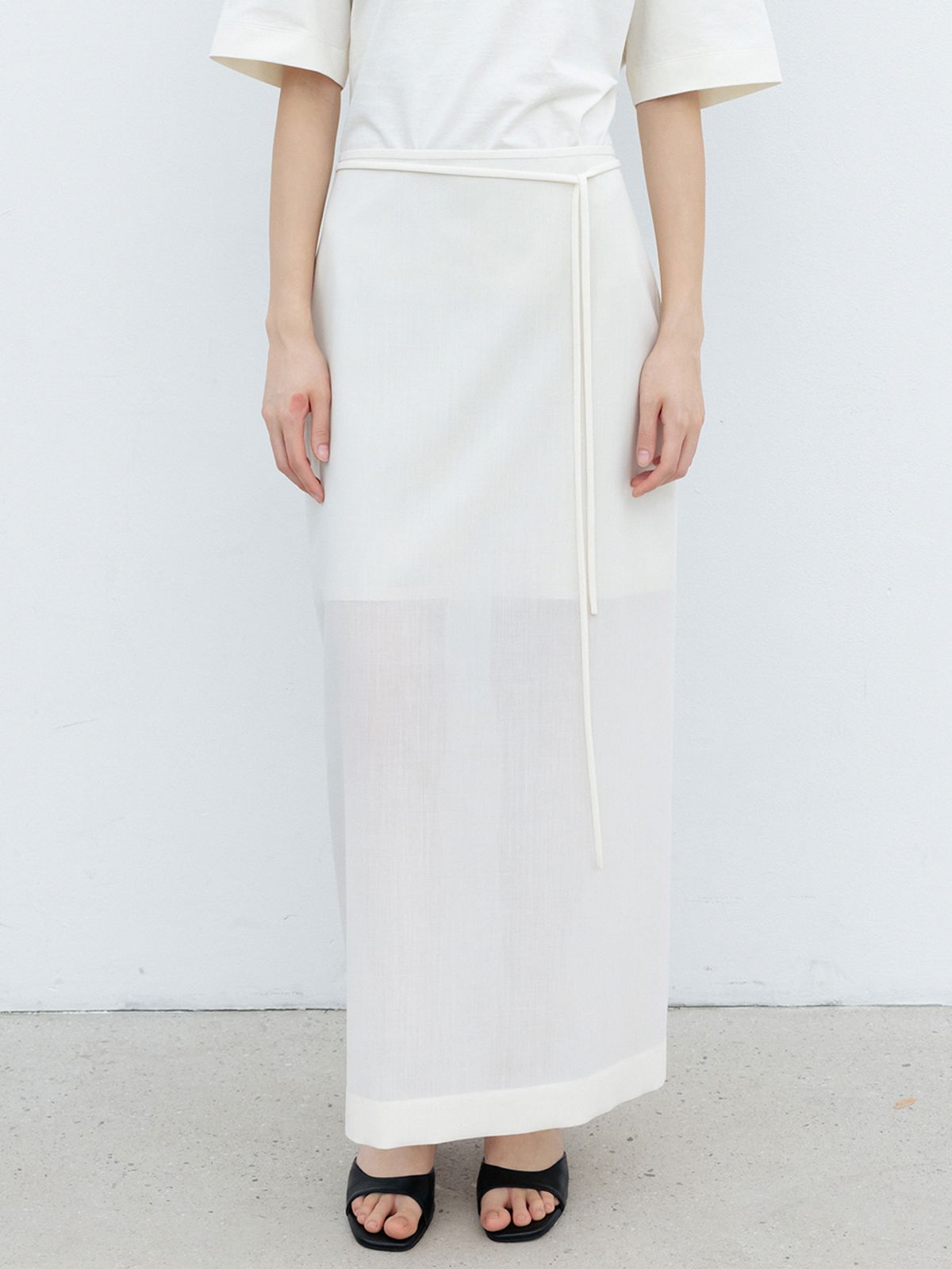 레이스(RRACE) Summer-Wool Sheer Skirt_Ivory