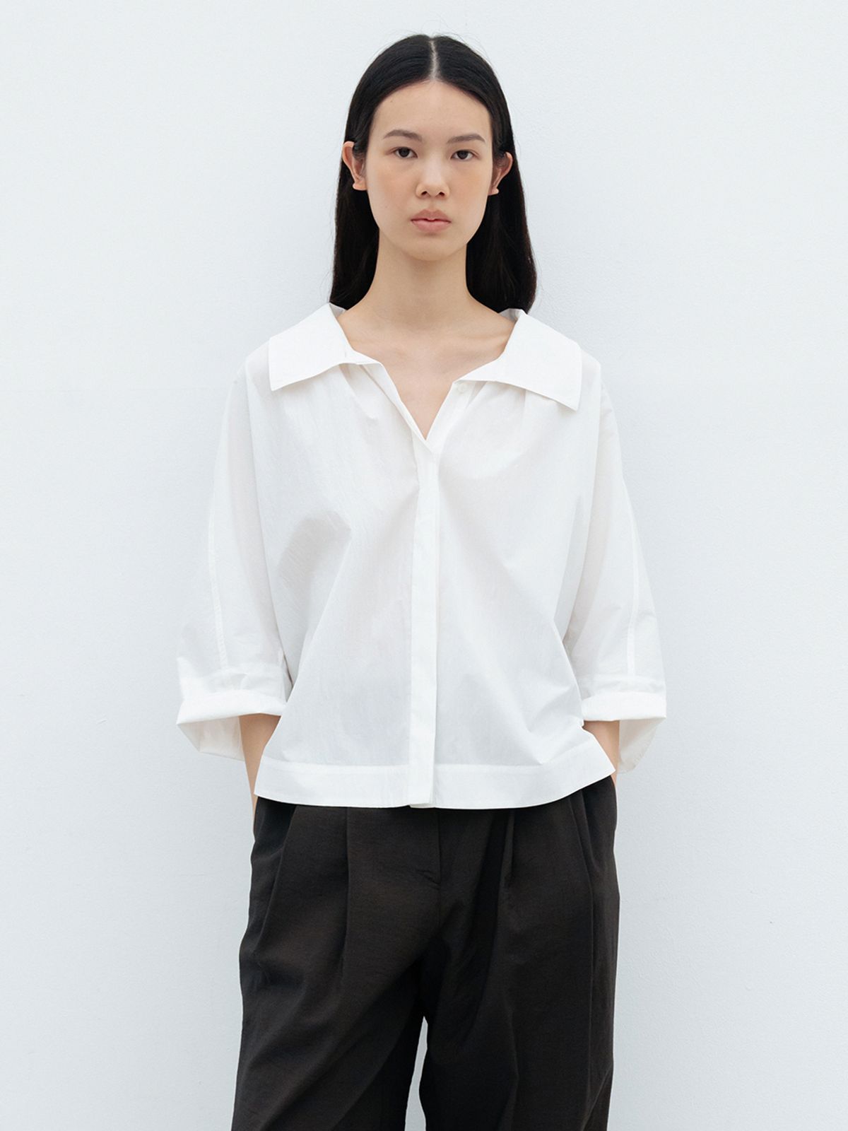 레이스(RRACE) Tie Volume Blouse_Ivory
