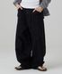 워시드 와이드 벌룬 스트링 코튼팬츠 블랙