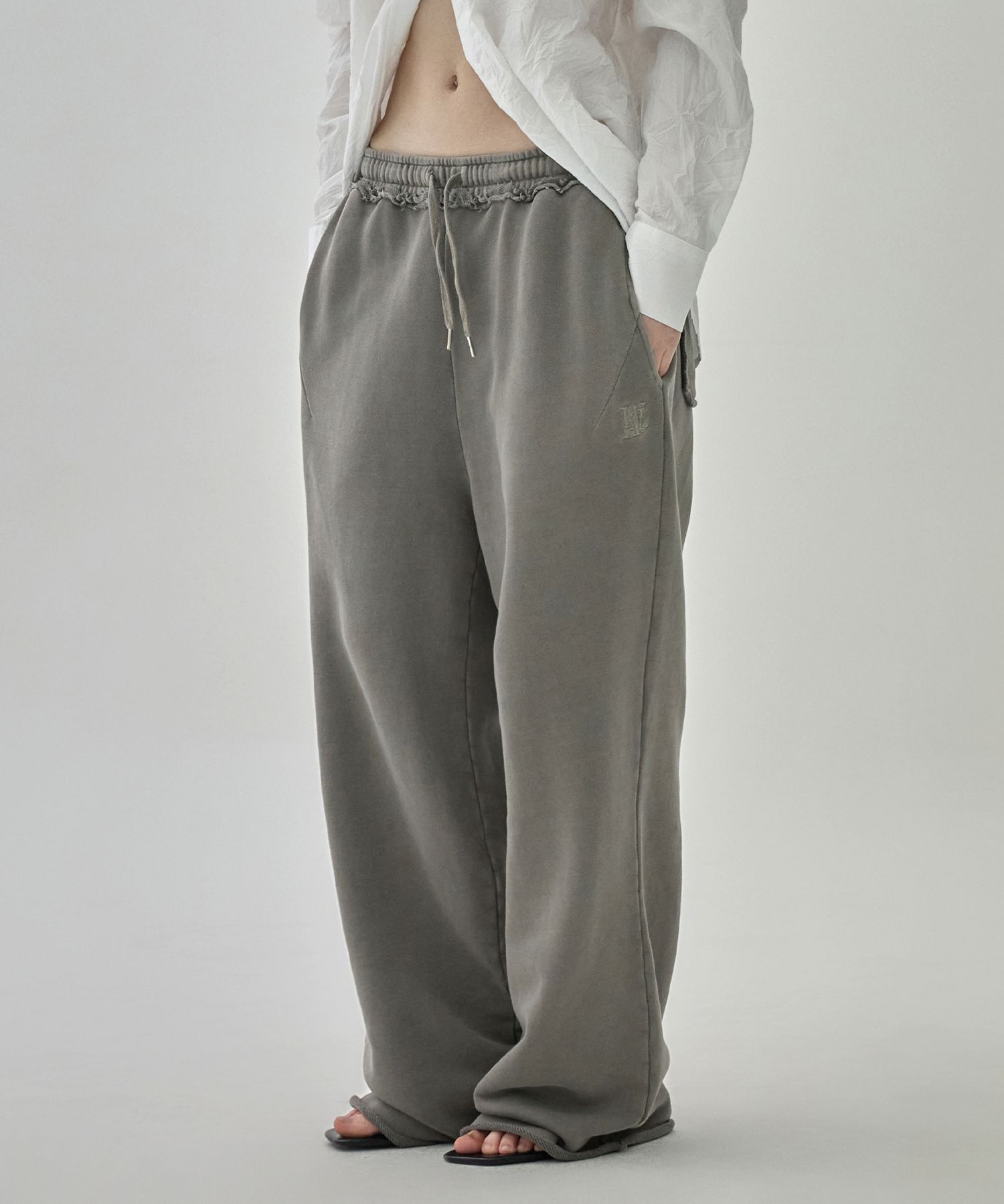 パンツ・ボトムスその他 WOOALONG Cut Edge Washed Wide pants 5FT1523 Cut Edge Washed Wide pants - FADE ASH GREY - WOOALONG | 60