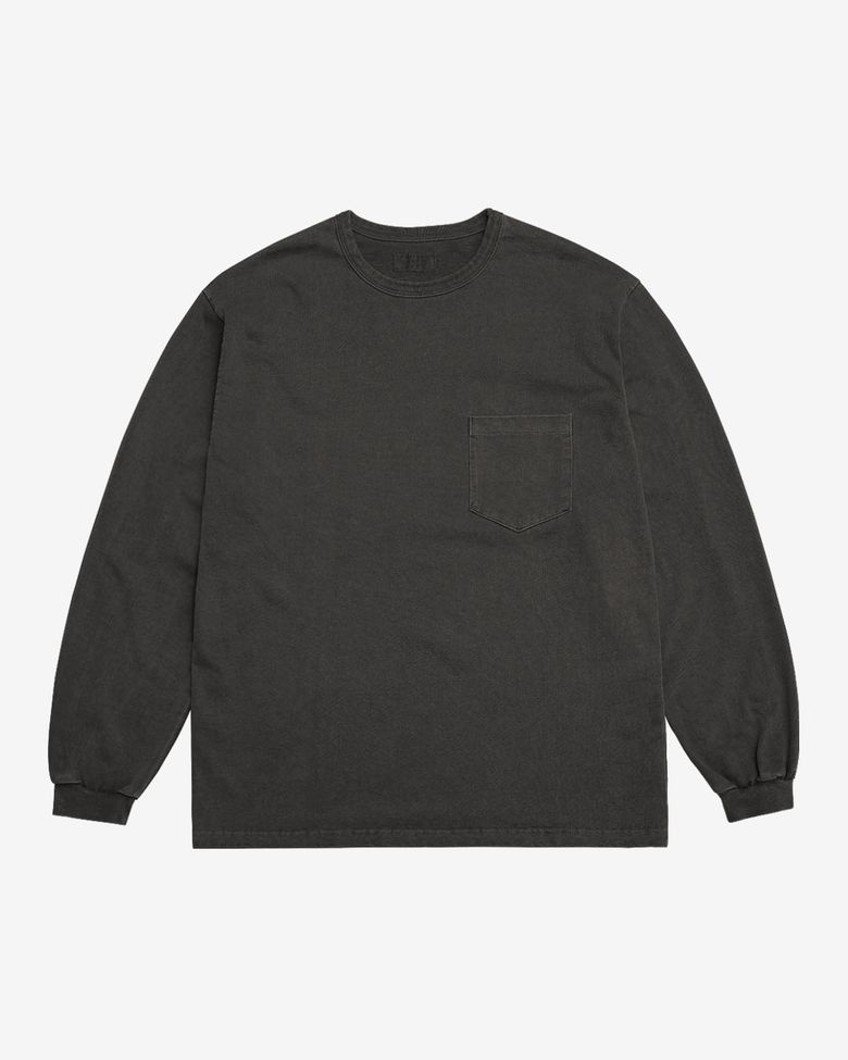 Pigment Long Sleeve Poket T-Shirts (Dark Gray)