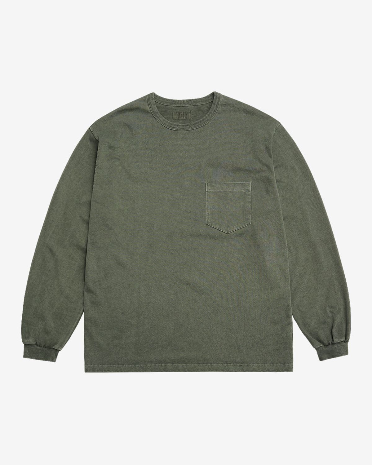 솔티(SORTIE) Pigment Long Sleeve Poket T-Shirts (Deep Khaki)