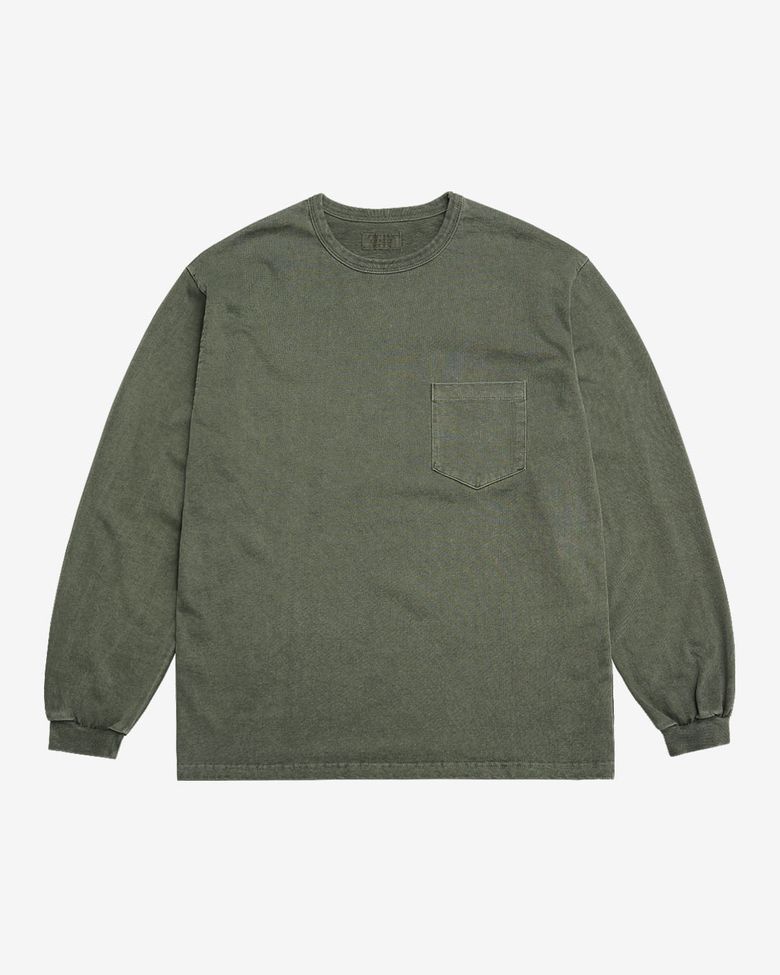 Pigment Long Sleeve Poket T-Shirts (Deep Khaki)