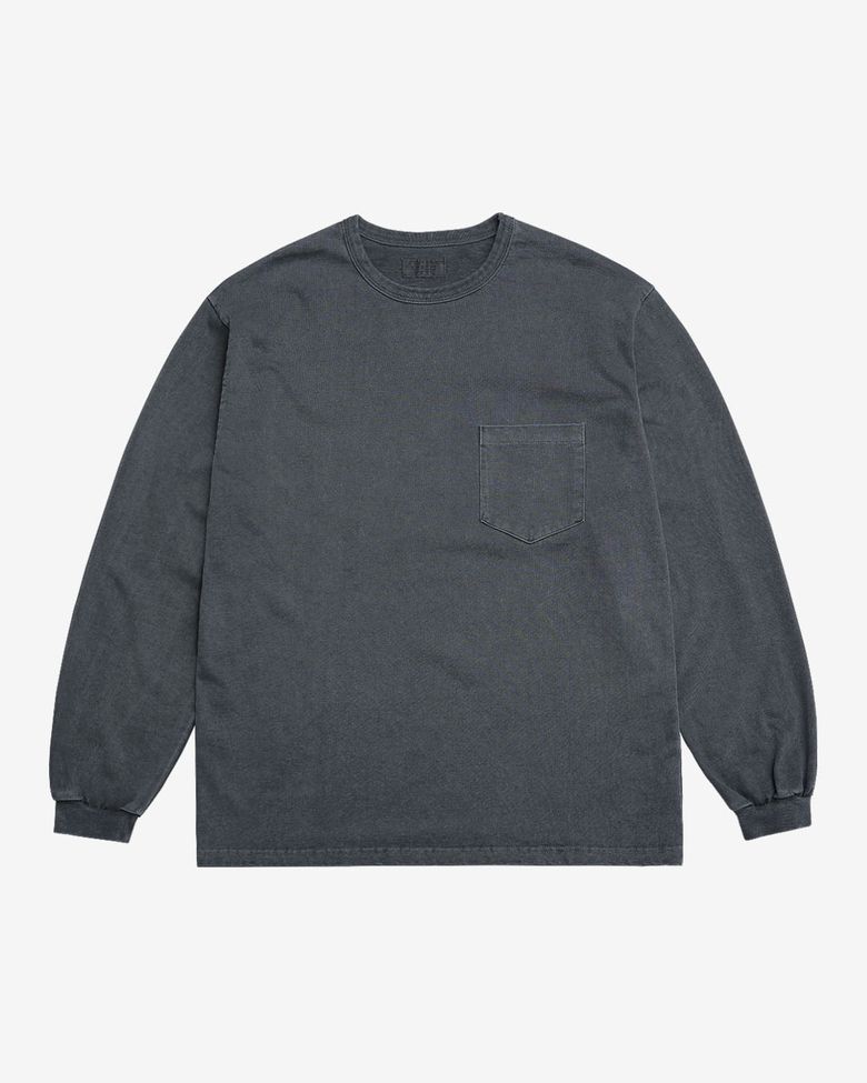Pigment Long Sleeve Poket T-Shirts (Blue)