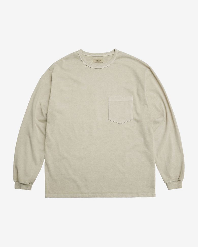 Pigment Long Sleeve Poket T-Shirts (Oatmeal)