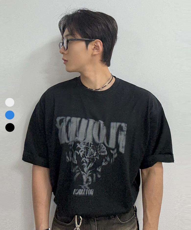 스머징 플라워 크루넥 반팔 티셔츠(3color)