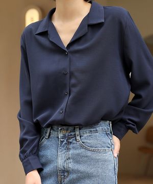 투카라넥 긴팔 구김적은 블라우스