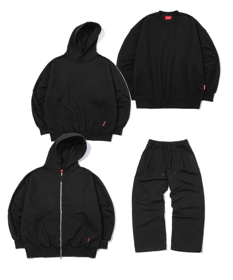 [2 Pack] 워싱 원턱 와이드 팬츠 세트 [블랙]