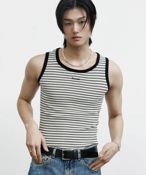 [2 Size] Two Stripe Sleeveless - Black