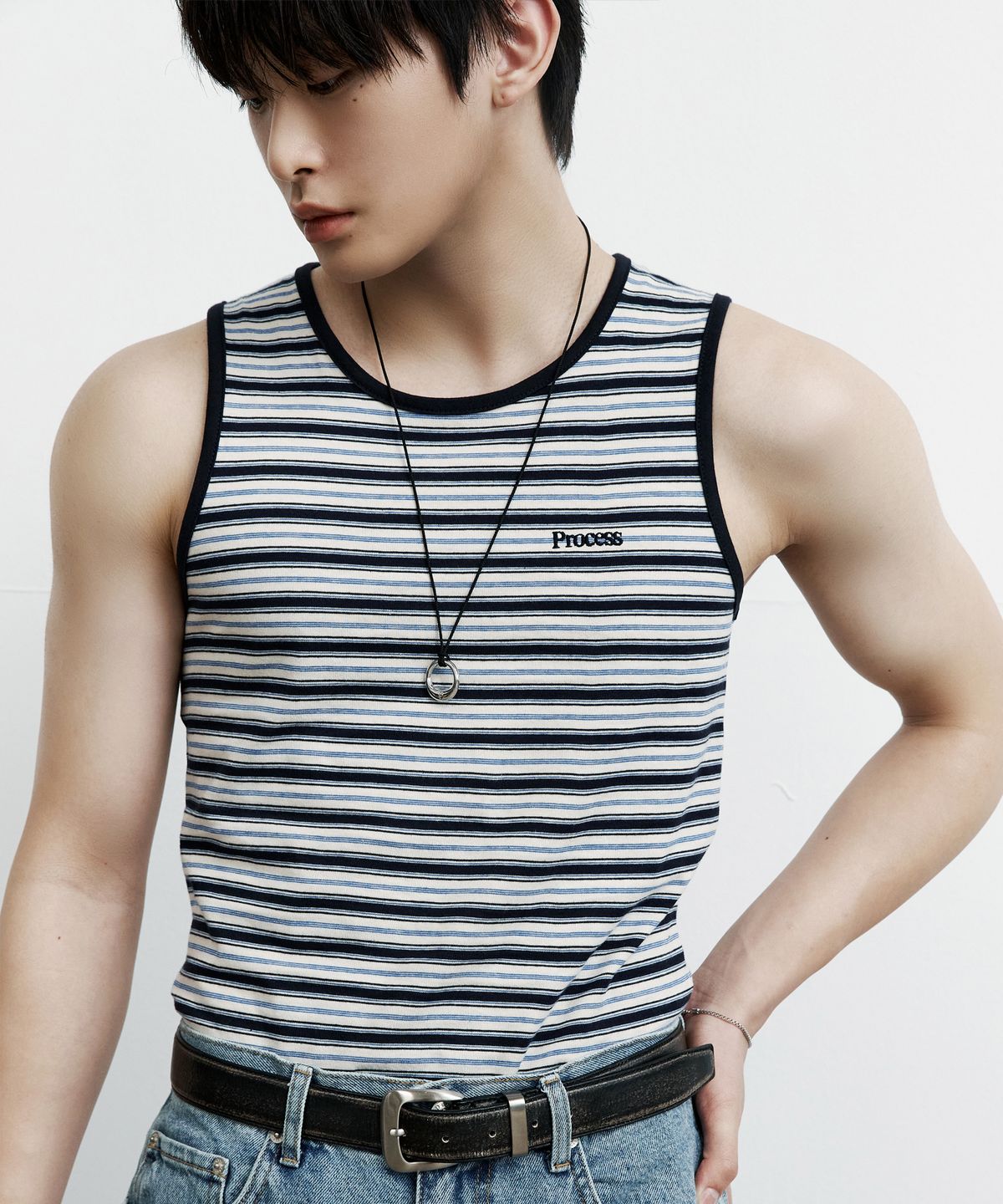 피알씨에스에스(PRCSS) [2 Size] Multi Stripe Sleeveless - Blue