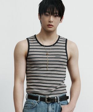 [2 Size] Multi Stripe Sleeveless - Brown