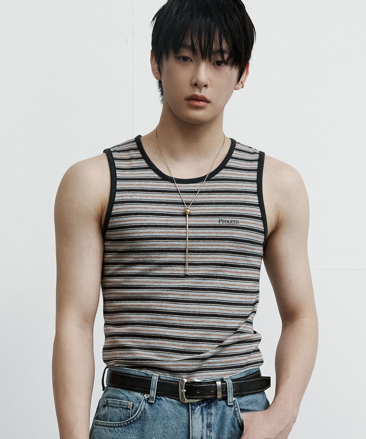 프로세스(PROCESS) [2 Size] Multi Stripe Sleeveless - Brown