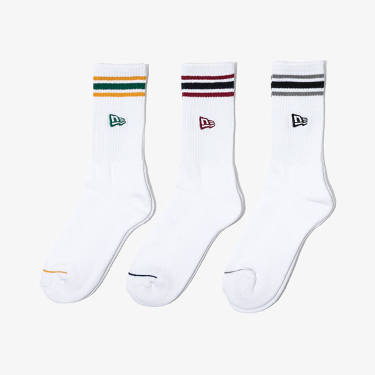 뉴에라(NEW ERA) 스트라이프 크루 삭스 3팩 그린/네이비/블랙 14475414