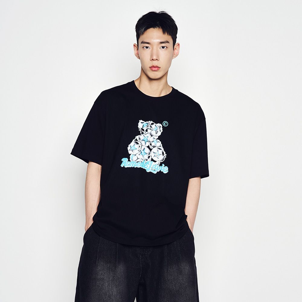 ☆関税込☆ACME DE LA VIE★L BEAR SHORT SLEEVE T-SHIRT★ acmé de la vie ADLV BLOCK BEAR SHORT SLEEVE T-SHIRT BLACK