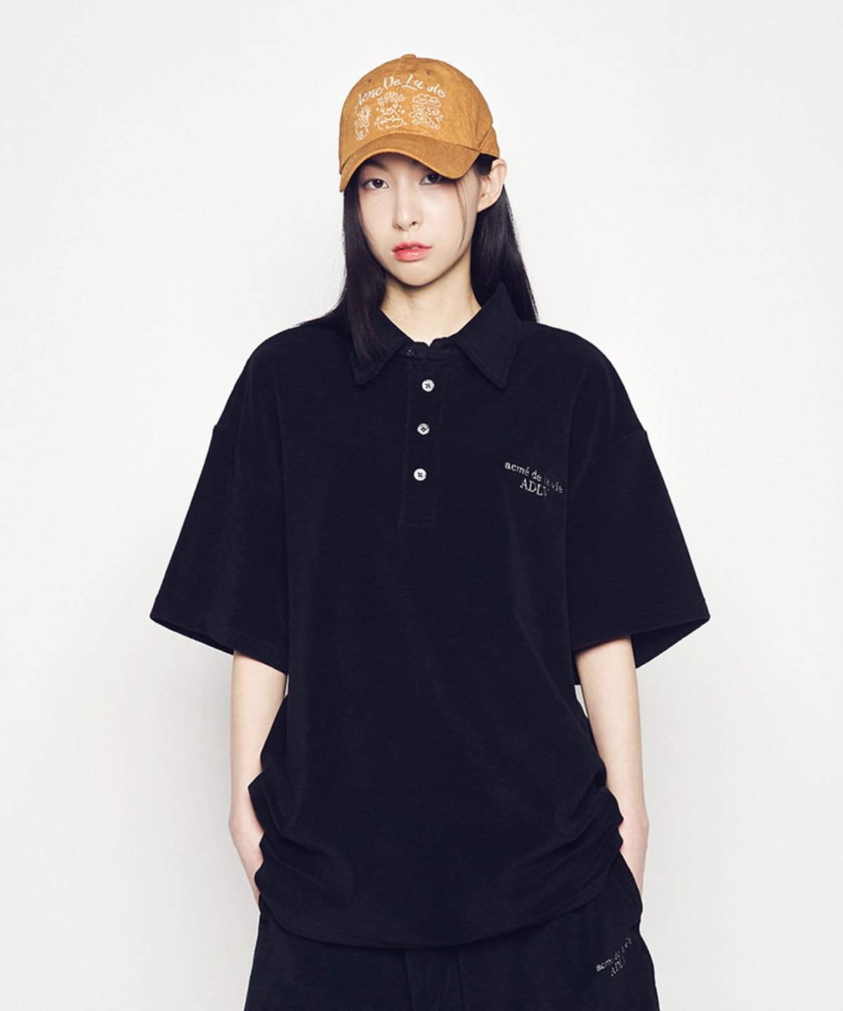 아크메드라비(ACME DE LA VIE) TERRY LOGO EMBO COLLAR SHORT SLEEVE T-SHIRT (2COLOR)