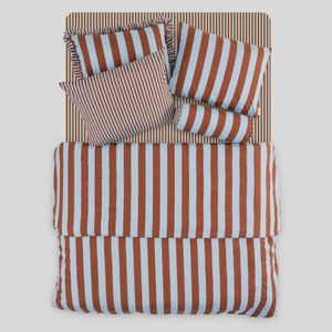 알러지케어 볼드 스트라이프 이불 베개 커버 세트(SS/Q)-Tobacco&Soda