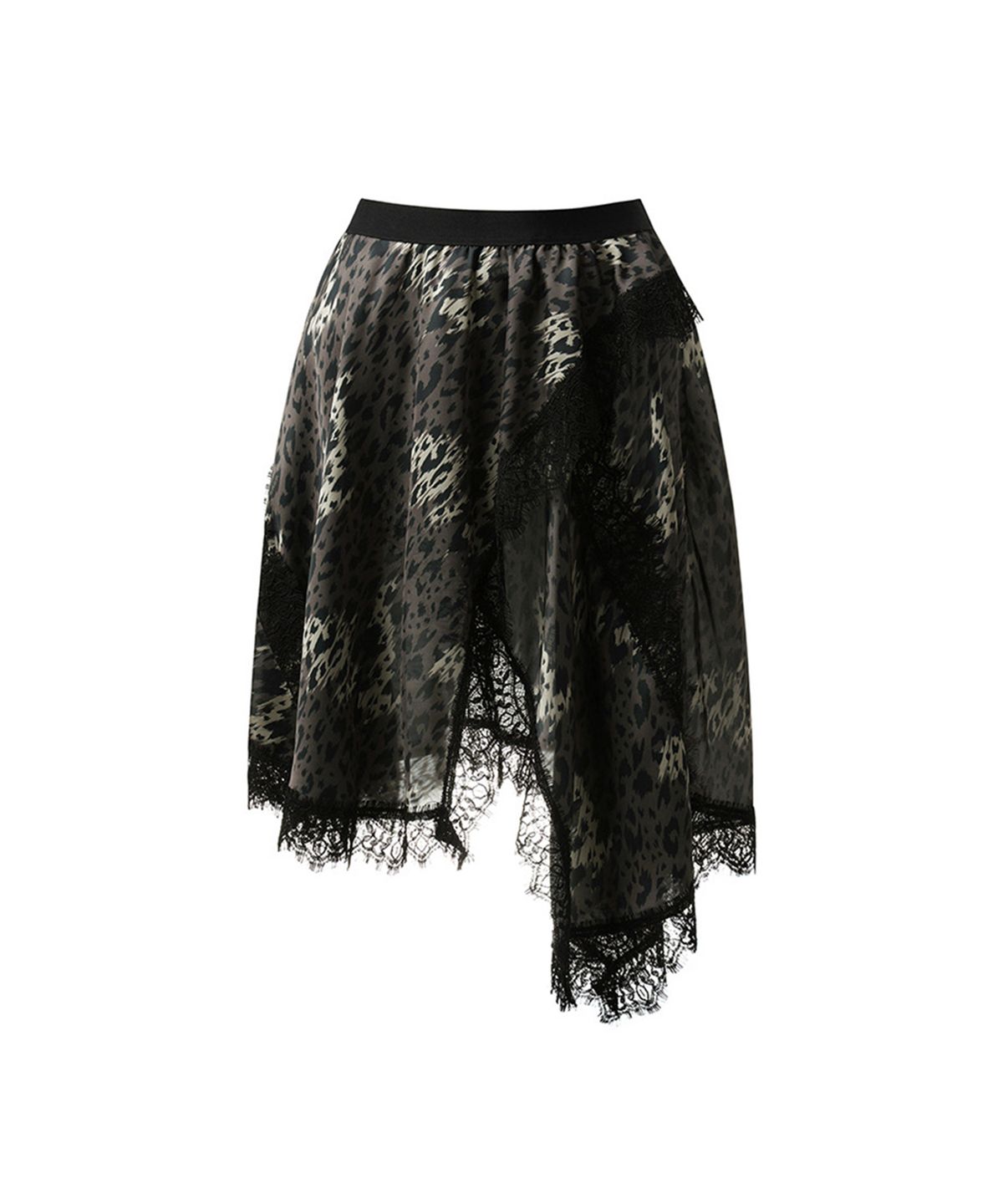 에르에르(ERER) Leopard unbalanced skirt Brown