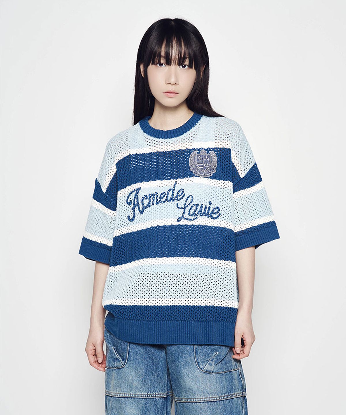 아크메드라비(ACME DE LA VIE) OVERSIZE STRIPE SHORT SLEEVE KNIT (2COLOR)