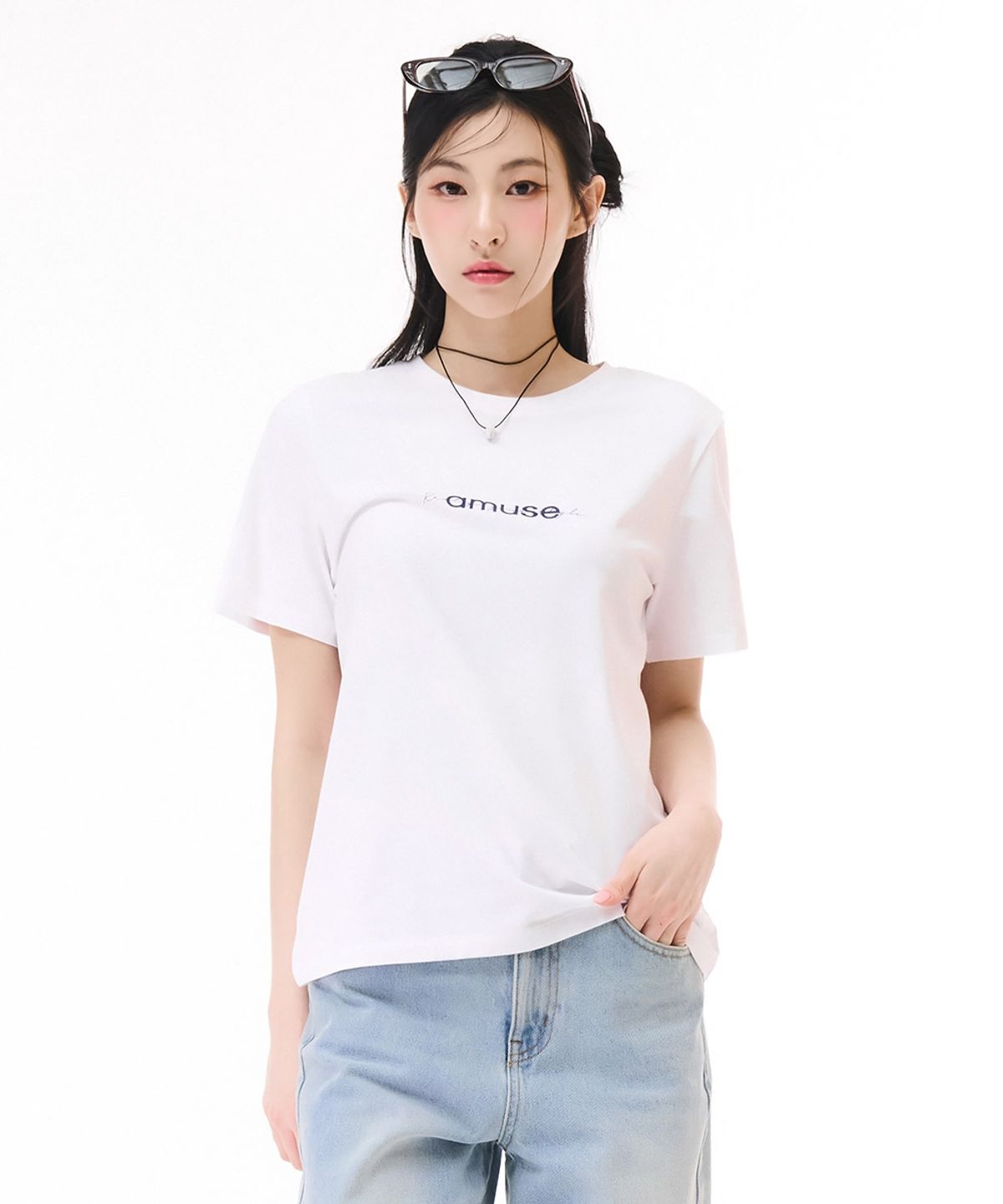 체이스컬트(CHASECULT) 여성 에센셜 레터링 반팔 티셔츠-화이트