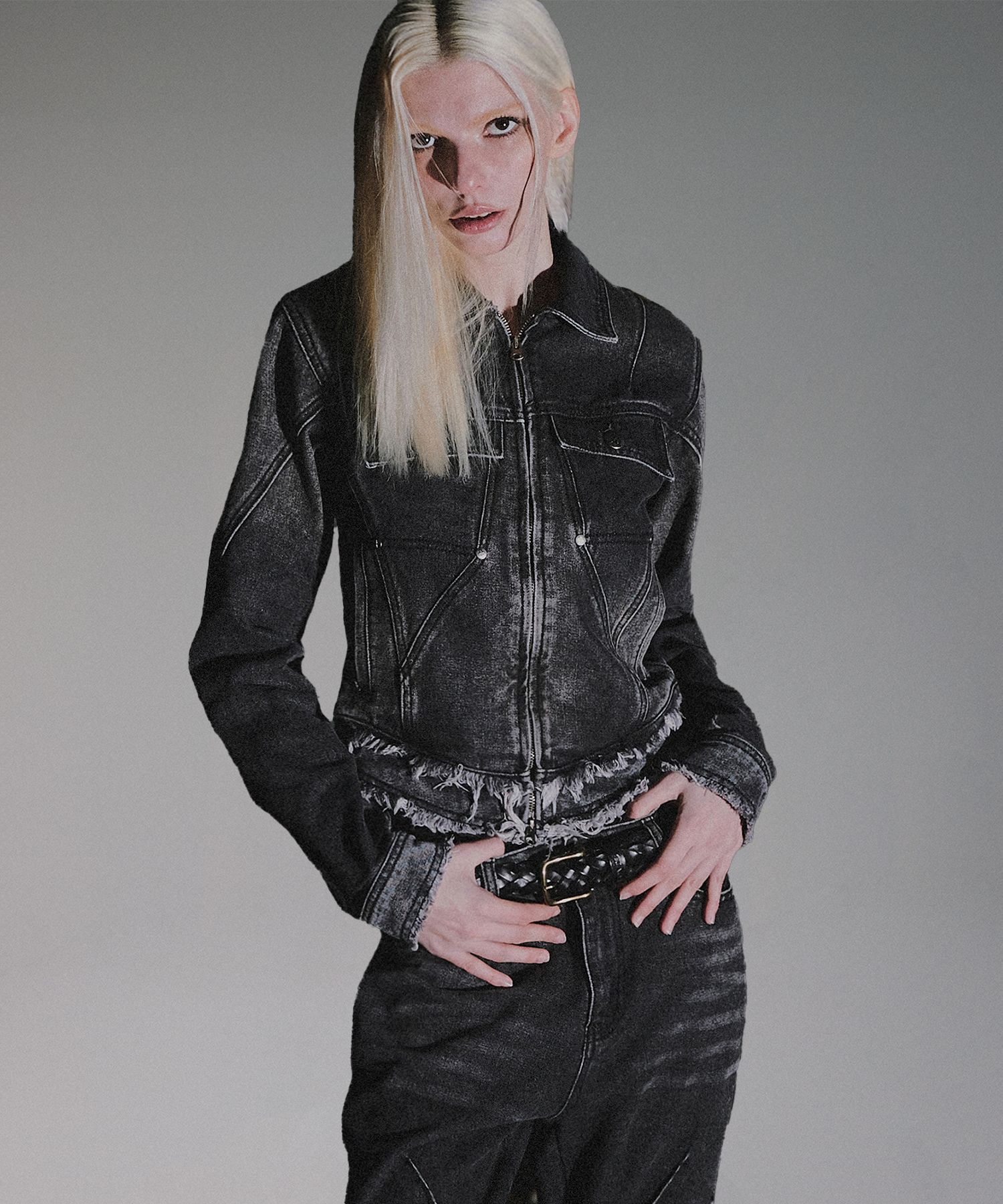 MUSINSA | NOT4NERD W Cut Off Incision Vintage Denim Jacket