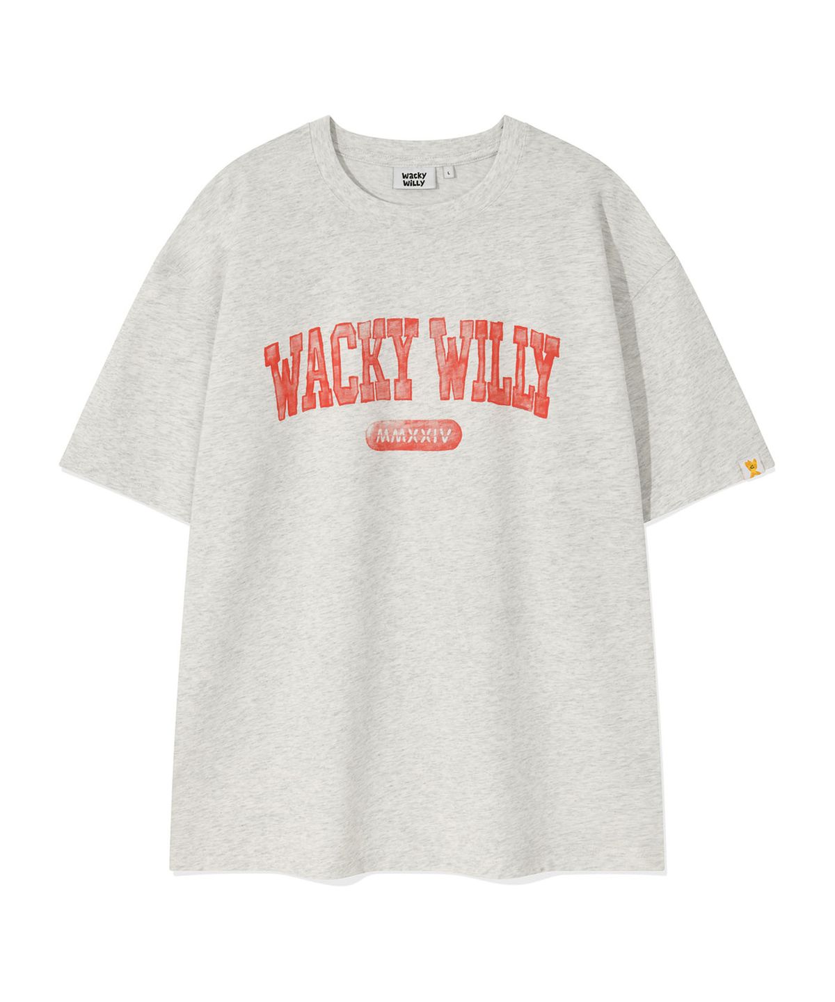 와키윌리(WACKY WILLY) 아치 타이포 반팔 티셔츠 라이트그레이