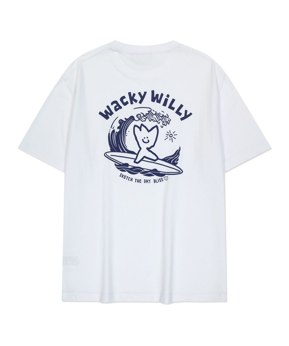 와키윌리(WACKY WILLY) 서핑 키키 그래픽 반팔 티셔츠 화이트