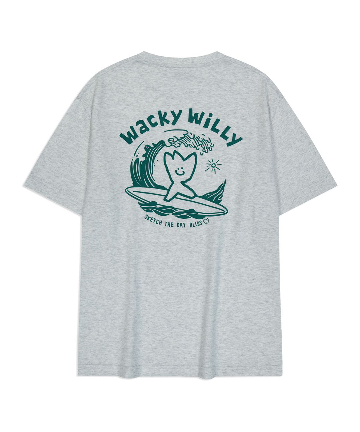 와키윌리(WACKY WILLY) 서핑 키키 그래픽 반팔 티셔츠 라이트그레이