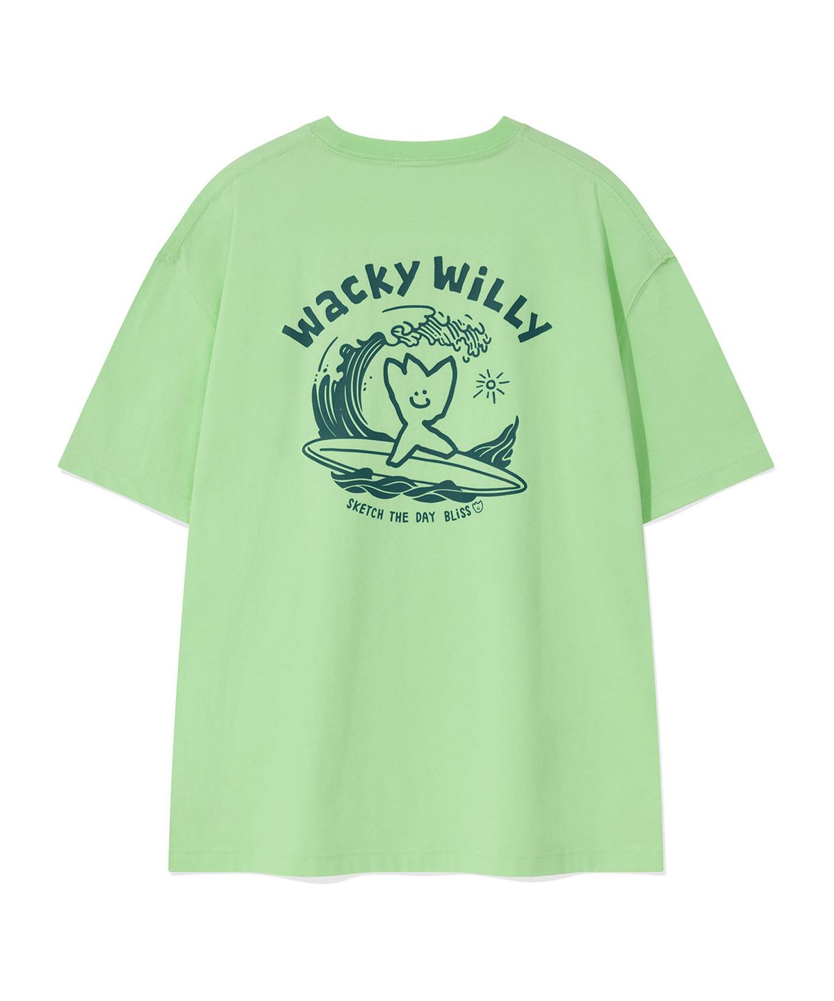 와키윌리(WACKY WILLY) 서핑 키키 그래픽 반팔 티셔츠 그린
