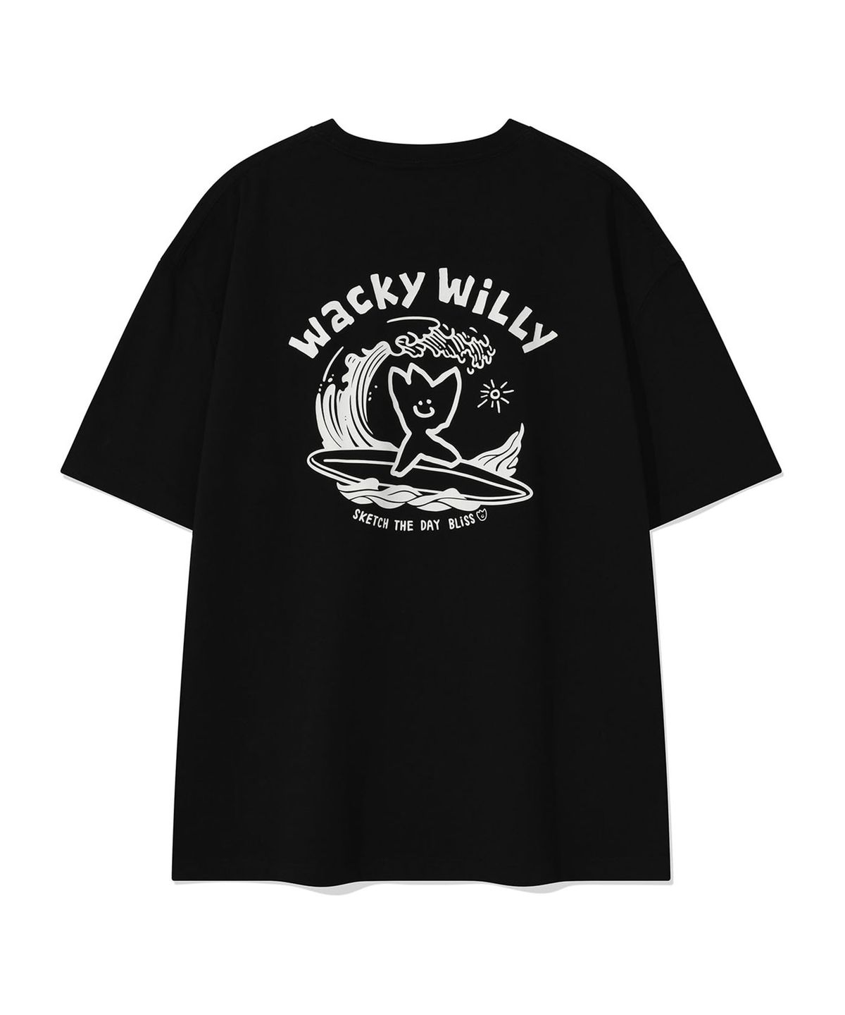 와키윌리(WACKY WILLY) 서핑 키키 그래픽 반팔 티셔츠 블랙