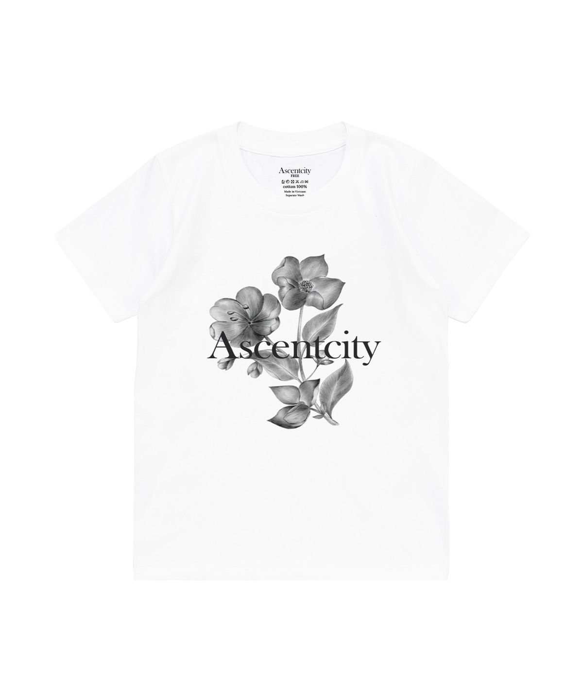 어센트시티(ASCENTCITY) VINTAGE FLOWER LOGO TEE (WHITE)