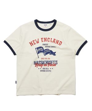 뉴잉글랜드 빈티지 그래픽 링거 반팔티 아이보리_FS2KT73U