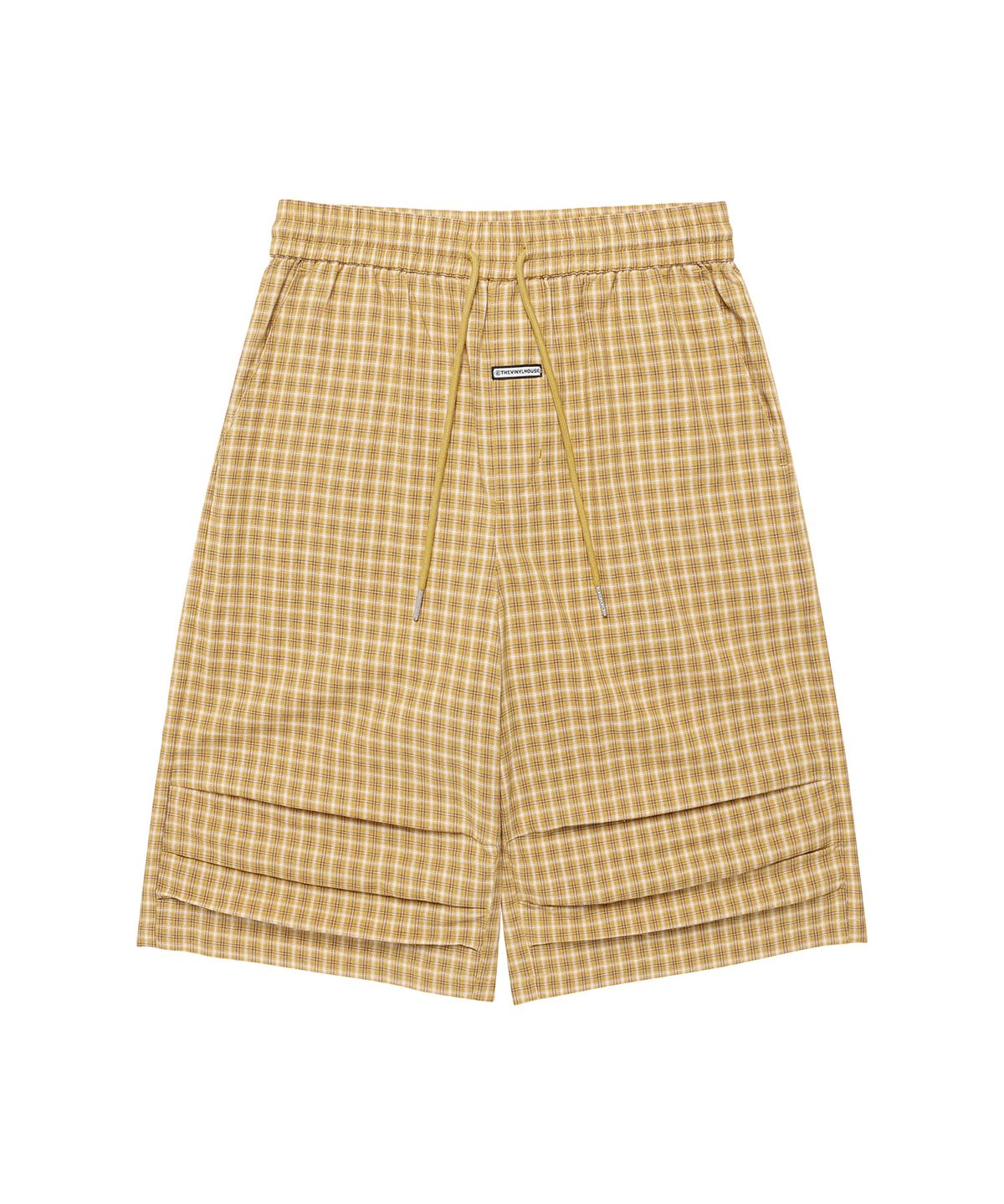 더바이닐하우스(THEVINYLHOUSE) THREE-QUARTER CHECK PANTS YELLOW