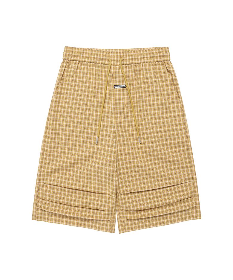 THREE-QUARTER CHECK PANTS YELLOW