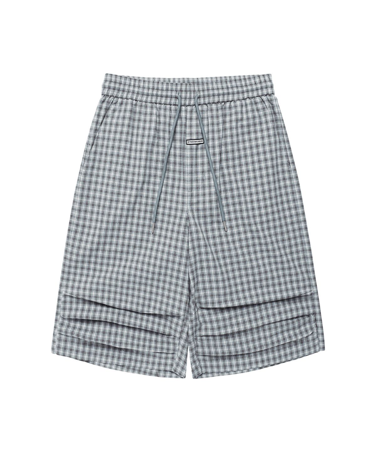 더바이닐하우스(THEVINYLHOUSE) THREE-QUARTER CHECK PANTS BLUE