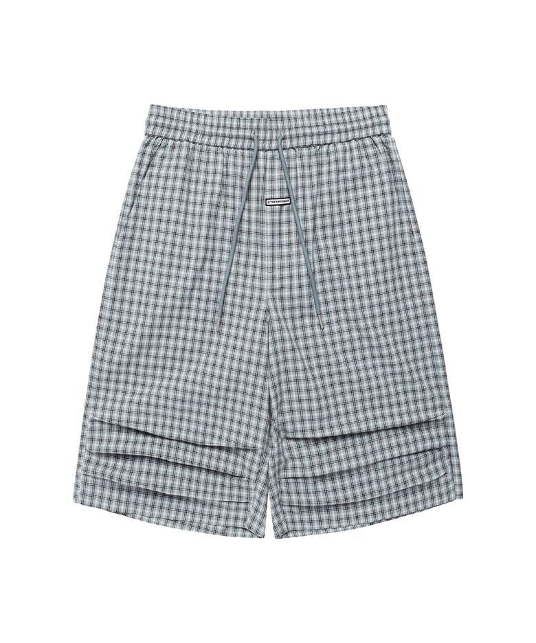 THREE-QUARTER CHECK PANTS BLUE