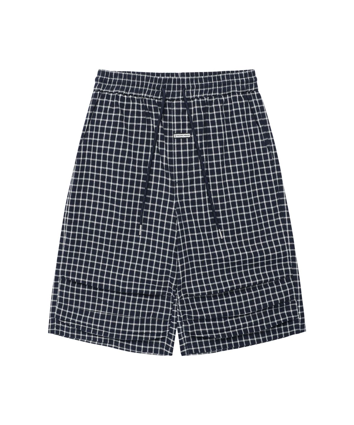더바이닐하우스(THEVINYLHOUSE) THREE-QUARTER CHECK PANTS NAVY