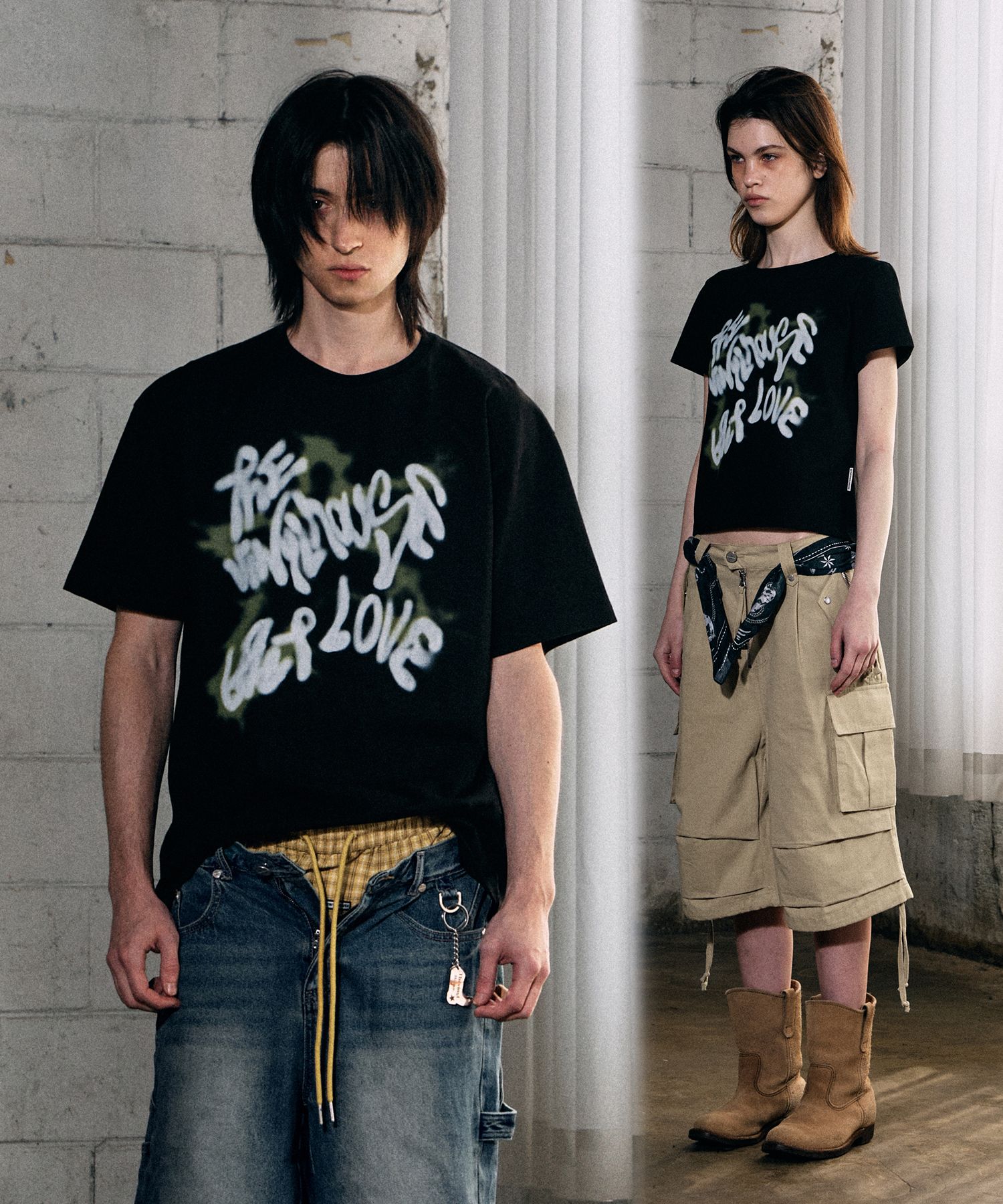 MUSINSA | THEVINYLHOUSE SPRAY STAR TEE BLACK